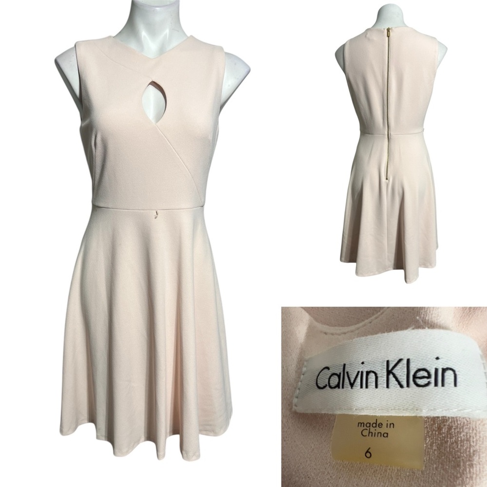 Calvin Klein dress size 6 Women's light pink sleeveless keyhole A-line cocktail